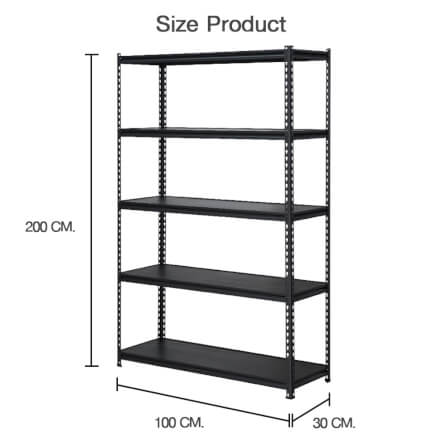 ชั้นวางของ 5 ชั้น INNTECH ขนาด 100 X 30 X 200 ซม. สีดำ_7